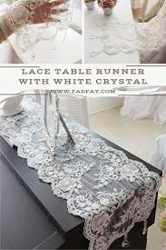 Luxury White Lace Table Runner Elegant Embroidered Table Runner With White Crystal Lace Table Runners Lace Table Embroidered Table Runner