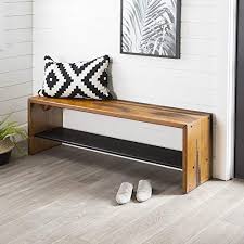 We Furniture Az58alpam Rustic Solid Wood Entryway Dining Bench 52 Inch Amber Home Decor Styles Decor Rustic Decor