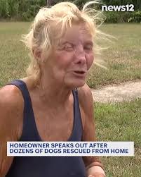 RESCUED DOGS: First responders were forced to cut open the back deck of the  home to rescue some of the animals that were underneath. Investigators say  the inside of the house was