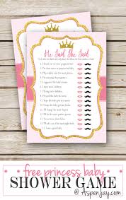 Free Printable Princess Baby Shower Game Aspen Jay