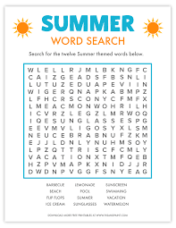 free printable summer word search pjs and paint
