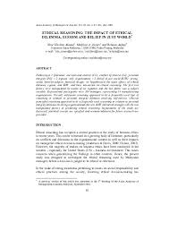 In asian academy of management journal. Pdf Ethical Reasoning The Impact Of Ethical Dilemma Egoism And Belief In Just World Mahfooz Ansari Academia Edu