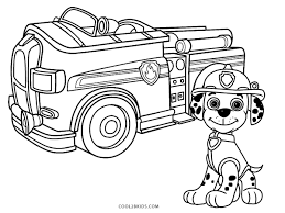 A fire engine, sometimes called a pumper, can do three jobs: Paw Patrol Marshall Fire Truck Coloring Page