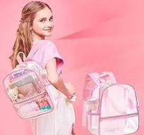 5 Stück rosa durchsichtiger Rucksack Stadion zugelassen Rucksack für  Mädchen mit Lunch-Tasche, Crossbody-Tasche, Wasserflasche, transparent, ...