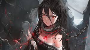 While red hair is the rarest, blond and brown hair occurs in between the percentages of red hair and black hair. Hd Wallpaper Anime Original Black Hair Girl Red Eyes Wallpaper Flare