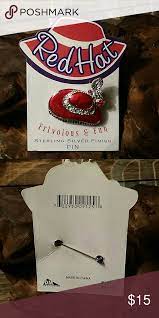 Red Hat Sterling Silver Finish Hat Pin Frivolous And Fun Red Hat Sterling Silver Finish Pin Red Hat Jewelry Brooches Red Hats Hat Pins Red