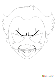 Qui fait beaucoup rire les enfants ? Masque Clown Effrayant Ca A Colorier Par Tete A Modeler