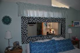 Our Old Mirror Headboard We Used Silicone Adhesive To Attach Mosaic Glass Tiles Around The Frame Easy Project Mirror Headboard Home Old Mirrors