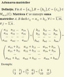 Pentru aceasta matrice, vom crea trei instructiuni for si vom egala matricea cij cu 0 pentru. Matrice Operatii Cu Matrice AnideÈcoalÄ Ro