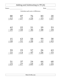 Worksheets, learning games, and assessments all contribute to critical thinking and efficient problem solving. Large Print Adding And Subtracting 2 Digit Numbers With Sums And Minuends Up To 99 25 Questions A