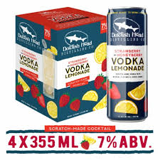 Kellogg's science in the kitchen features a pink lemonade recipe calling for a half a cup of fresh or canned strawberry, red raspberry, currant or cranberry juice in lieu of cinnamon candies or dirty wash water; Dogfish Head Strawberry And Honeyberry Vodka Lemonade 4 Cans 12 Fl Oz Food 4 Less