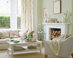 Creamy White Living Room With Accents Of Very Light Green And Blue Spring Living Room Pastel Living Room Country Living Room Design