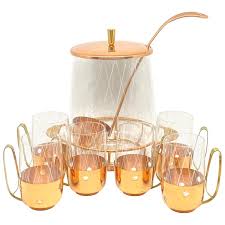 Vintage towle silver plate punch bowl set with twelve (12) cups & leonard ladle. Punch Bowl Set Glass Brass Copper Mid Century Modern Minimalistic Germany 1950s For Sale At 1stdibs