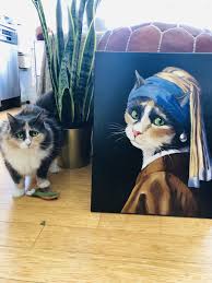 Her Meowsterpiece Is Finally Here Reddit I Present Beatrix With A Purrl Earring Cat Post Cat Day Cats