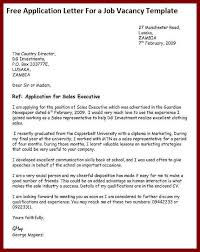 Free Sample Application Letter For A Job Vacancy Template Application Cover Letter Writing An Application Letter Business Letter Format