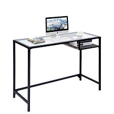 Amazon Com Aingoo Glass Computer Desk Study Writing Table Metal Frame For Student Office Products Writing Table Desk Computer Desk