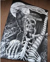 Santa Muerte Skull Art Skull Artwork Japanese Tattoo Art