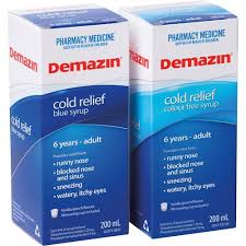 Demazin Cold Relief Blue Syrup Vanilla Peach 200ml Life