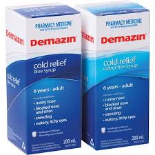 demazin cold relief blue syrup vanilla peach 200ml life