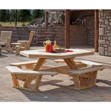 Amish Pine Hexagon Picnic Table With Benches Picnic Table Octagon Picnic Table Carport Designs