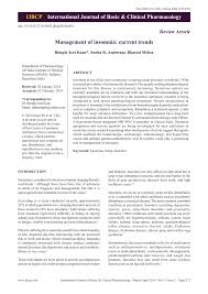 Pdf Management Of Insomnia Current Trends