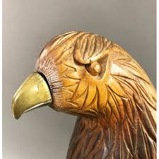 Lamp eagle gooseneck table desk lamp w/ pen holder base vintage. Sculpture Eagle Carved Wood Figurine 20th Century George Glazer Gallery Antiques