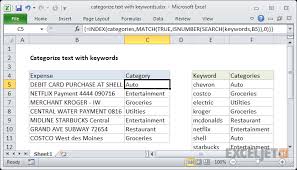 excel formula categorize text with keywords exceljet