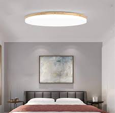 Sjun Deckenleuchte Holz Wohnzimmer Lampe Rund Flach Wohnzimmerlampe Holzlampe Eiche Decke Deckengestaltung Wohnzimmer Deckenlampe Schlafzimmer Wohnzimmer Licht