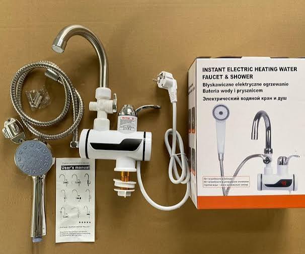 Electric Shower Water Heater Instant Hot Water Faucet 360° Rotating Fast Heating Water Tap Tankless Water Heater with LED Display & Hose, Complete Shower Set, 30℃-60℃ Summer / 30℃-40℃ Winter - Ameer Alam Online Shopping