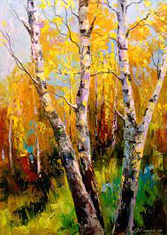 You can do black for a night scene or cerulean blue mixed with titanium white for. Birch Trees Painting By Olha Darchuk Saatchi Art