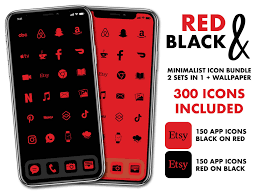 Red Ios 14 Icons 300 Red Iphone Icons Includes 2 Sets Of Etsy App Icon Iphone Apps App Covers