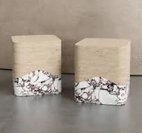 Viola & Travertine Two Tone Side Table