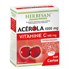 20 tablets vitamin c + zinc orange flavored effervescent natural max absorption. Herbesan Acerola Vitamine C Gout Cerise 30 Comprimes Effervescents
