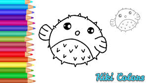 Poisonous spine of puffer fish coloring page. How To Draw Puffer Fish Part 1 Teach Drawing For Kids And Toddlers Coloring Page Video Youtube