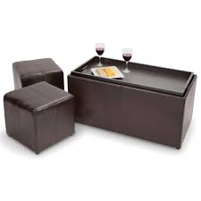 For example, coffee tables with casters or wheels can transform into a food cart on busy days. The Hideaway Seating Coffee Table Hammacher Schlemmer