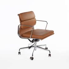 Catania Office Chair In Real Leather With Cast Aluminum Legs And Arms Mid Century Modern Office Chair Mid Century Modern Desk Chair Brown Leather Office Chair