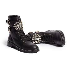 Stoop In Black Kurt Geiger London Boots Biker Boots Ankle Strap Heels