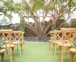 Ceremony Setup With Cross Back Chairs And Wooden Arbor Rustic Chic Wedding Dream Rentals By Mivintage Ceremo Outdoor Furniture Sets Wooden Arbor Wood Arbor