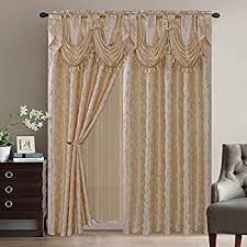 Shop for curtains with attached valances at walmart.com. Rod Pocket Window Curtain Set Attached Valance And Sheer Includes 2 Tassels Panel Gorgeoushomelinen 8 Piece White Nada Luxury Faux Jacquard Flower Design Panel Curtain Panels Window Treatments Ilsr Org
