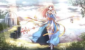 No need to register, buy now! Anime Anime Girls Original Characters Blonde Long Hair Blue Eyes Thigh Highs Clouds Hd Wallpapers Desktop And Mobile Images Photos