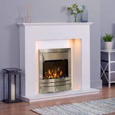 Rustic décor is a style that emphasizes natural elements, tones, a. The Columbus White Marble Electric Fireplace Suite Fire Included Low Cost Fireplaces