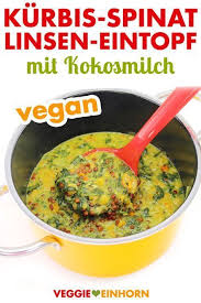 Veganer Linseneintopf Mit Kurbis Und Spinat Rezept Linseneintopf Veganer Eintopf Eintopf