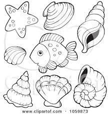 Coloring pages for kids ocean animals coloring pages. Royalty Free Vector Clip Art Illustration Of A Digital Collage Of Coloring Page Outlines Shell Coloring Pages Sea Shell Coloring Pages Seashell Coloring Pages