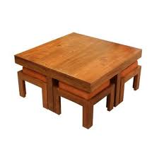 Scrap pieces of teak wood are hand assembled to create these organic tables. Brown 4 Seater Teak Wood Coffee Table New Style Furniture Id 21341708955