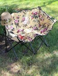 Chintz Tete A Tete Lawn Chair Collapsible Canvas Loveseat Camping Chairs Lawn Chairs Camping Chair