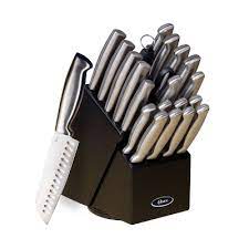 Farberware 22 piece knife set. Oster Baldwyn 22 Piece Stainless Steel Cutlery Set With Stainless Steel Handles And Wooden Block Target