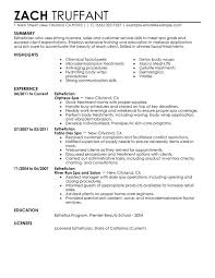 esthetician spa cv december 2020