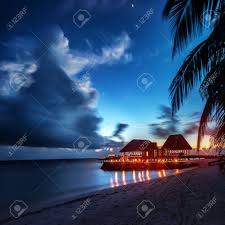 I went to a bioluminescent bay in puerto rico and it was beyond amazing! Paradise Beach At Night Glowing Light In The Restaurant Over Stock Photo Picture And Royalty Free Image Image 41540429
