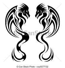 Vector Illustration Of Vector Dragon Tribal Tattoo Dragon In The Form Of A Csp5577132 Search Clipart Ill Tribal Tattoos Dragon Face Dragon Face Tattoo
