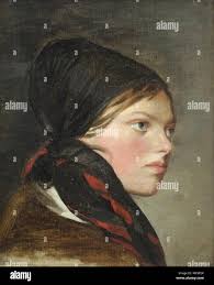 691 Jakob Becker (attr) Hessisches Bauernmädchen Stock Photo